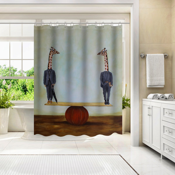 Bless international 71" x 74" Shower Curtain, Giraffes In Balance by
